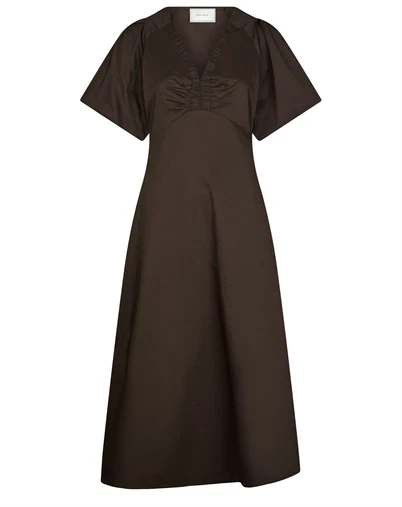 Neo Noir - Illana Poplin Kjole - Chocolate Brown